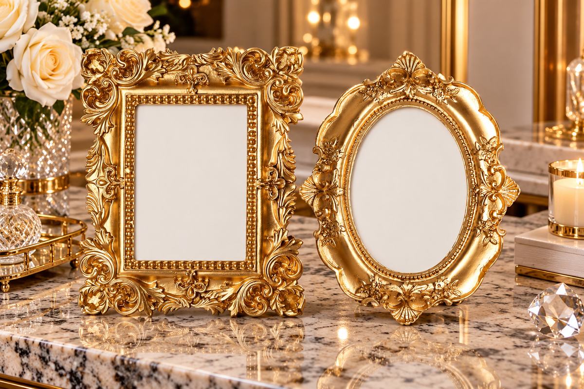 European style golden picture frame relief photo wall