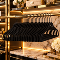 30ct Suit Flocked Hangers - Black: Velvet Clothes Hangers For Sweaters, Shirts, Dresses, Suits